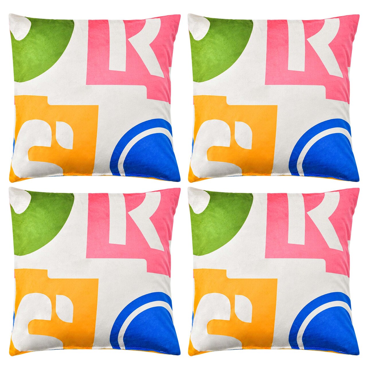 Costway 4 PCS Square Throw Pillows Removable Washable Velvet
